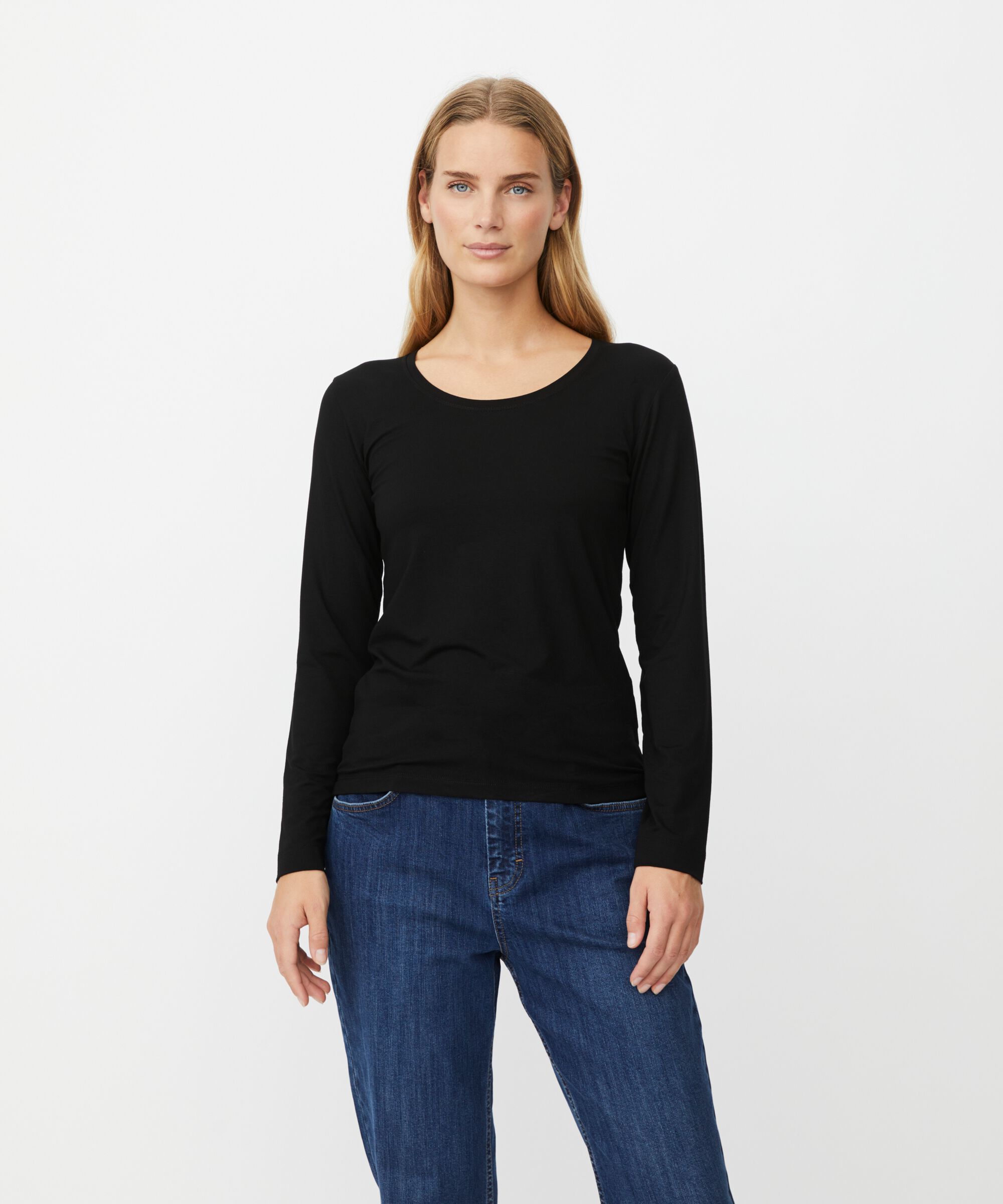 Top En Jersey Doux À Manches Longues, Black