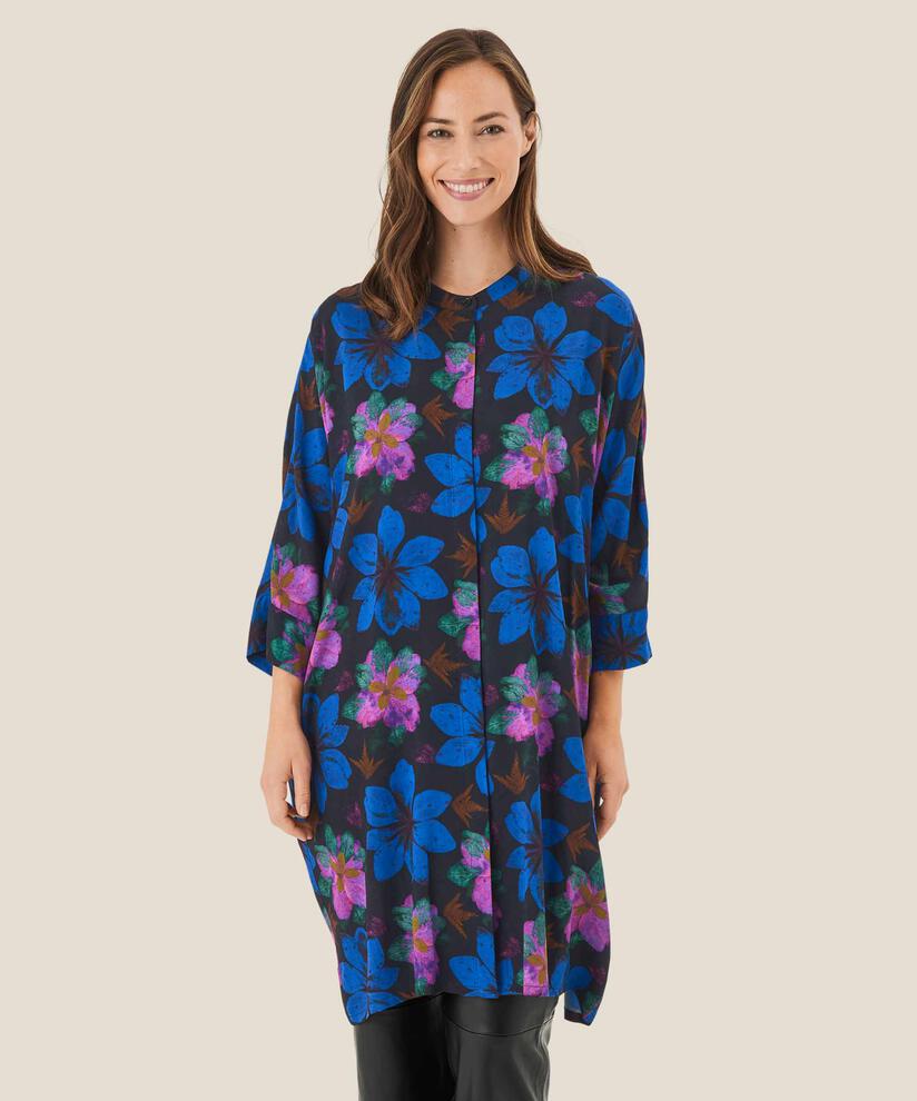 robe chemise en viscose fleurie, Wild Aster