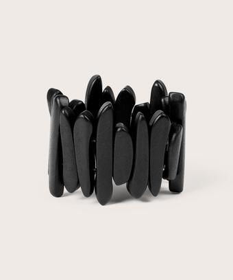 bracelet élastique avec perles en bois noires, Black