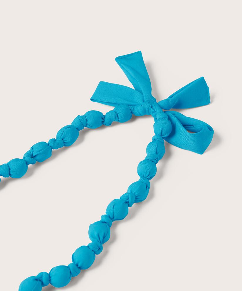 collier avec perles recouvertes de tissu, Aqua