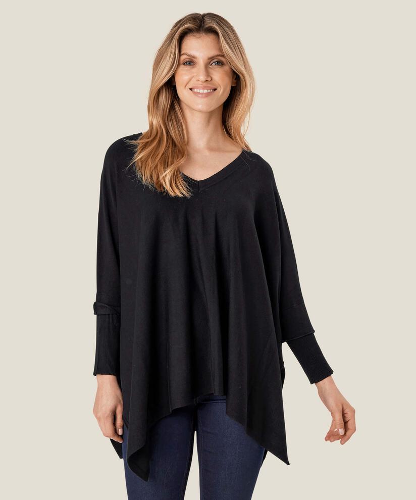 pull en maille oversize à manches étroites, Black