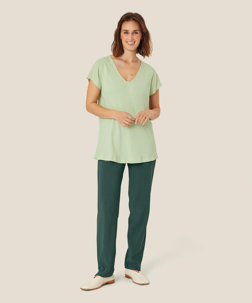 top en viscose à manches courtes et col v, Bok Choy