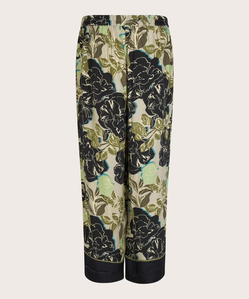 pantalon en viscose imprimé avec taille élastiquée, Loden Green