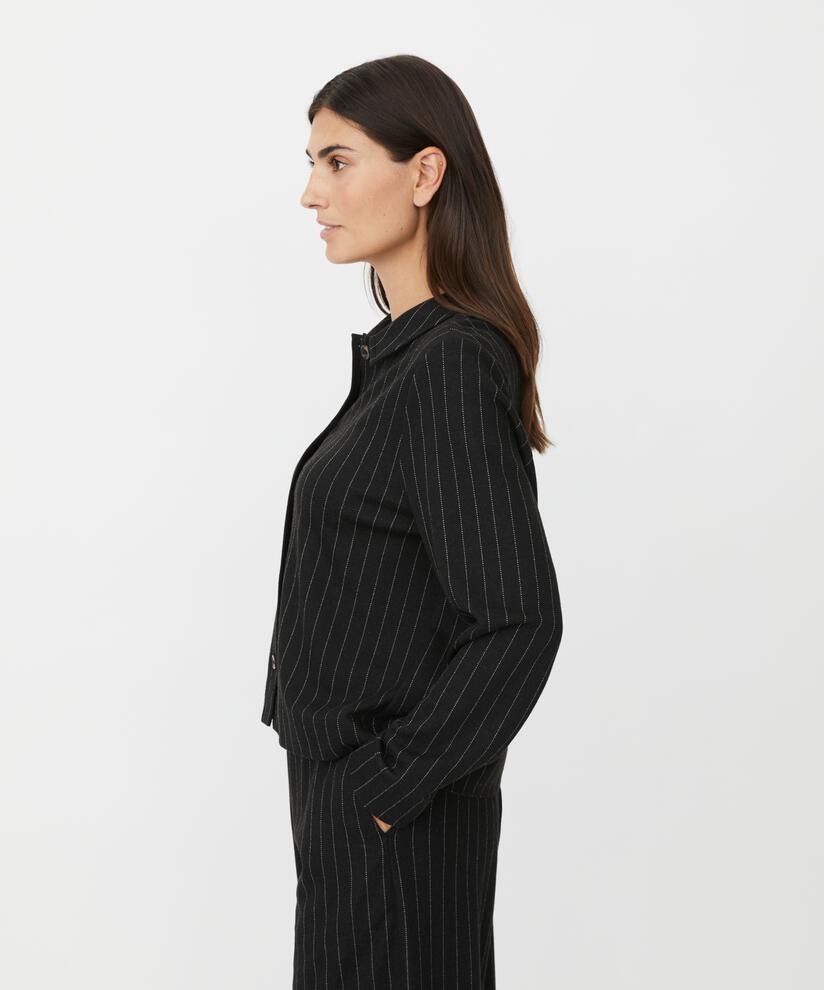 veste chemise à rayures en jersey, Black