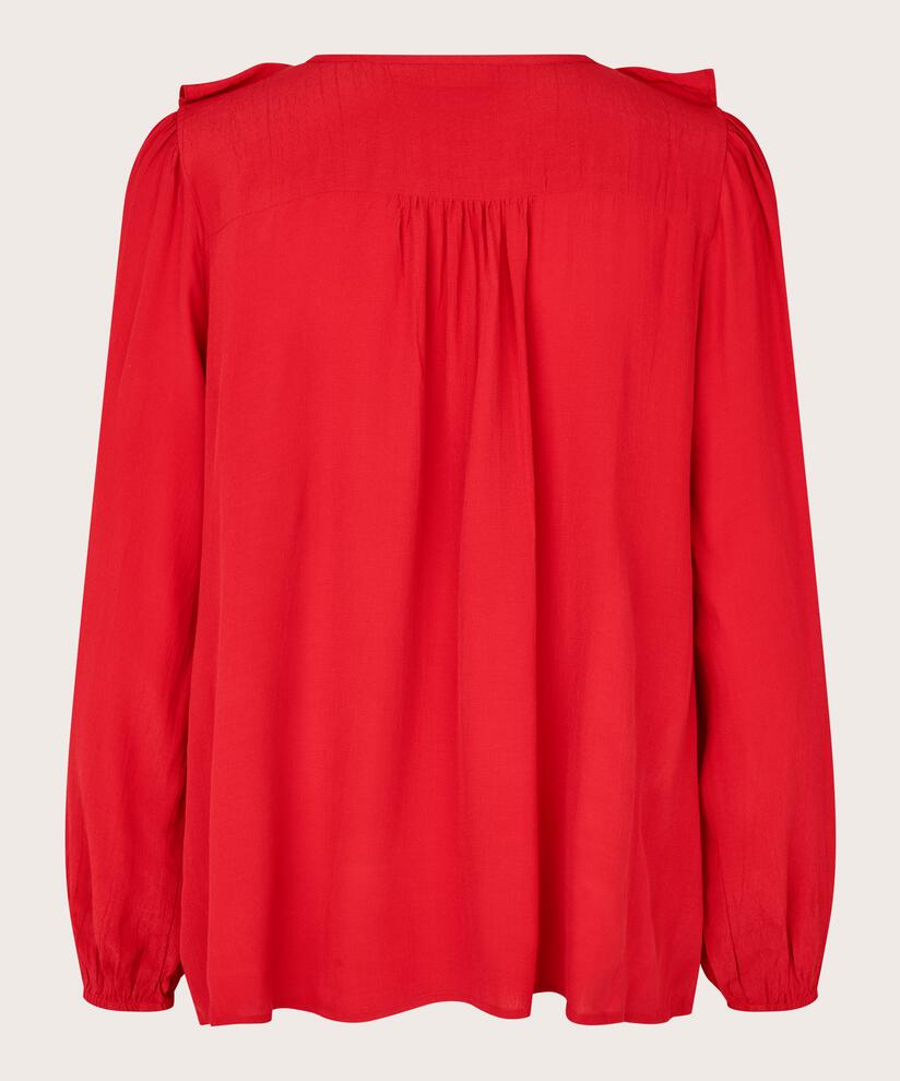 blouse en viscose à col en V et volants, Scarlet Sage