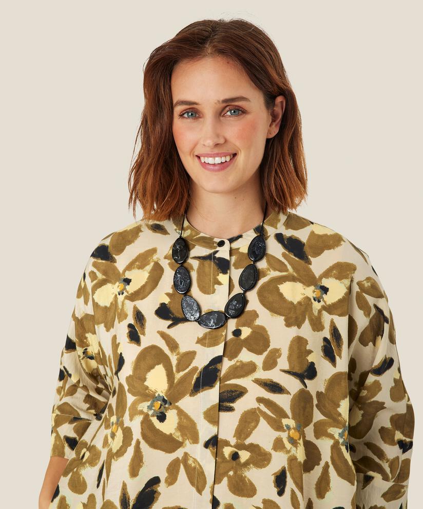 robe chemise en viscose à fleurs, Dull Gold
