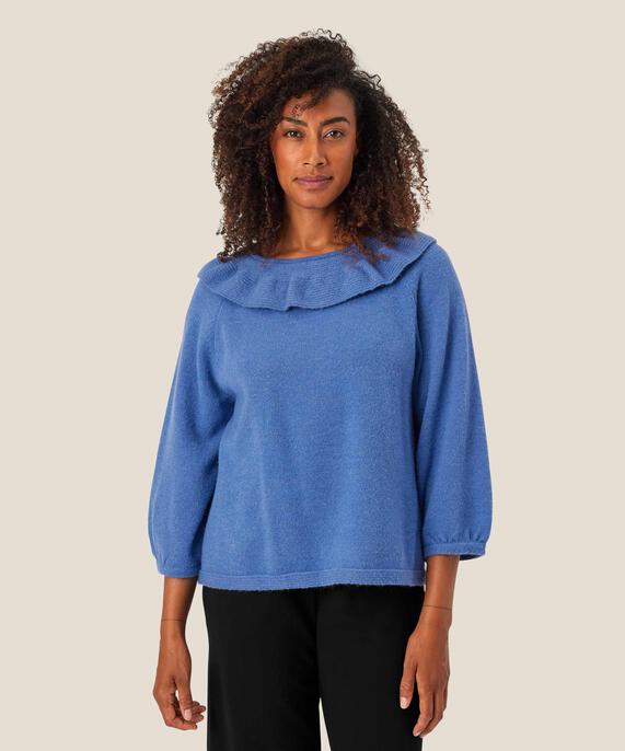 pull en maille avec col côtelé, Federal Blue