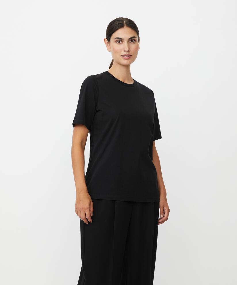 T-shirt à col rond et manches 1/2, Black