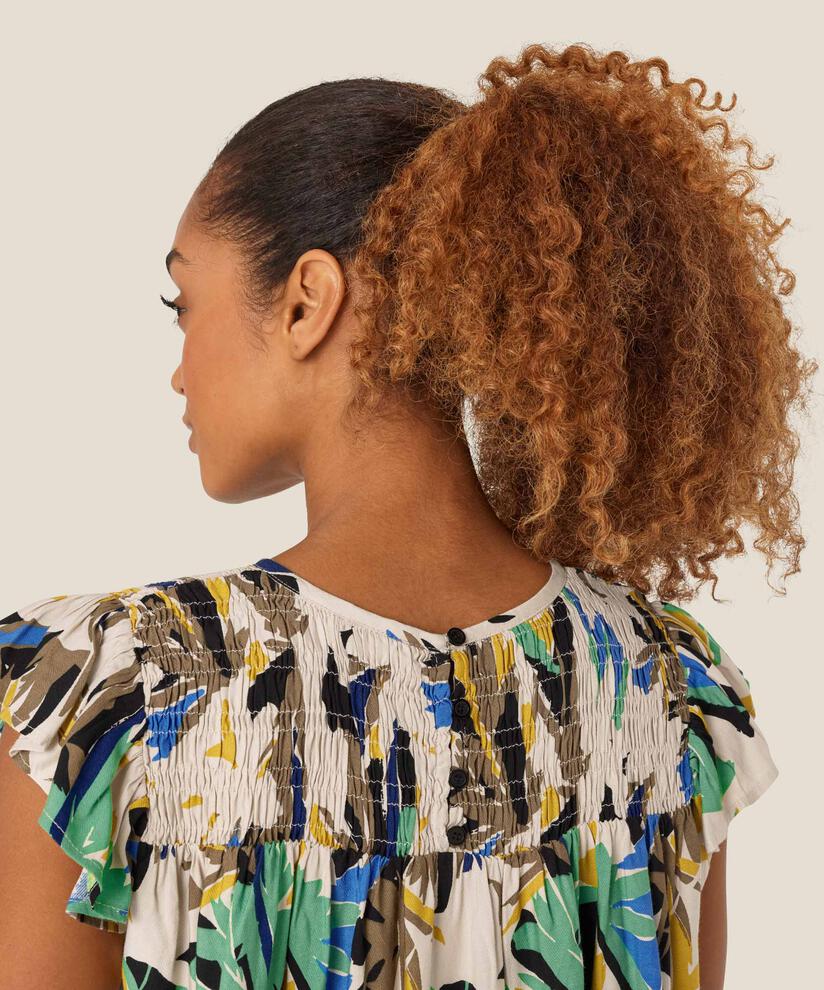 top en viscose imprimée avec smock, Dusky Green