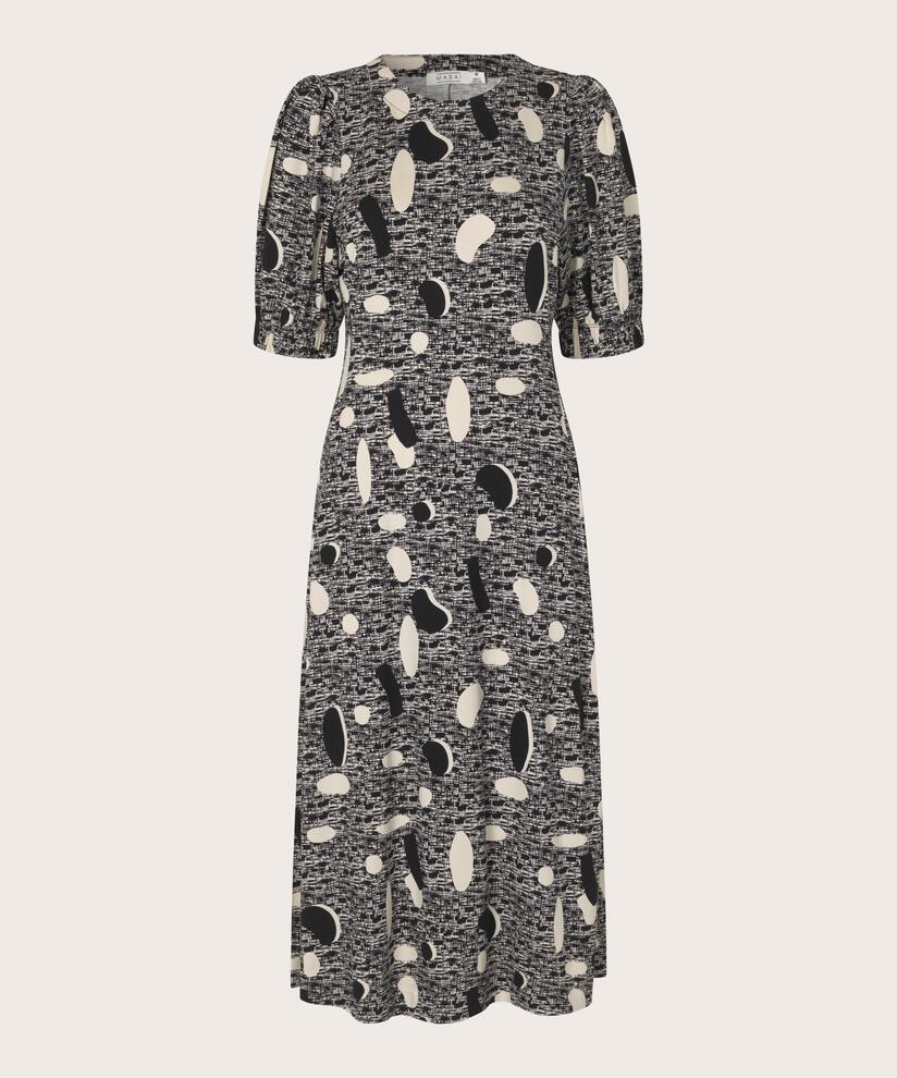 robe en jersey imprimé à manches courtes, Black