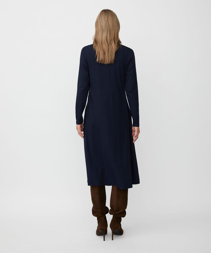 Robe En Jersey À Manches Longues Et Poches Fendues, Navy