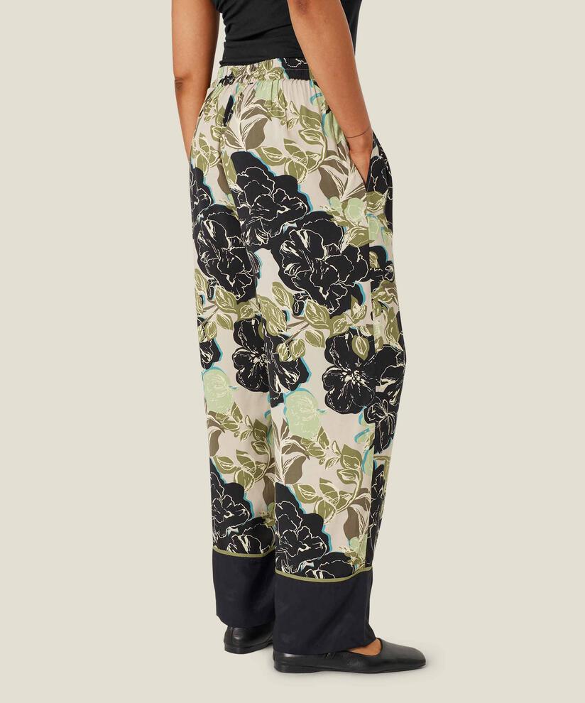 pantalon en viscose imprimé avec taille élastiquée, Loden Green