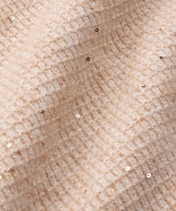 pull à manches courtes en laine mélangée avec paillettes, Bisquit