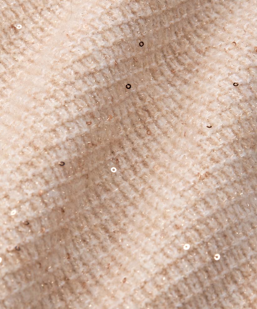 pull à manches courtes en laine mélangée avec paillettes, Bisquit