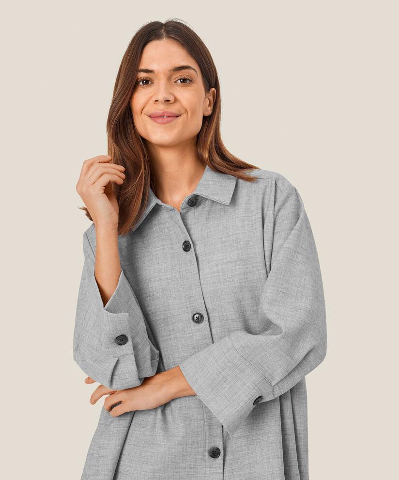 veste-chemise à manches trois-quarts, L. Grey mel.