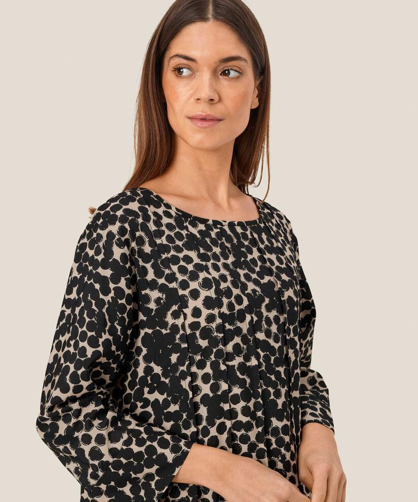 robe imprimée avec poches fendues et ourlet élastique en bas, Fog