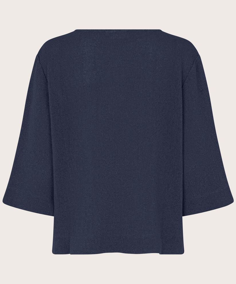 Bouclé-bluse Mit 3/4-ärmeln, Navy Blazer