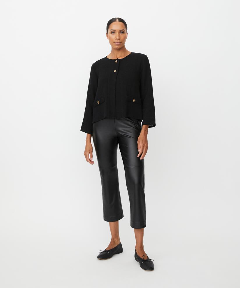 veste bouclée avec poches et boutons dorés, Black