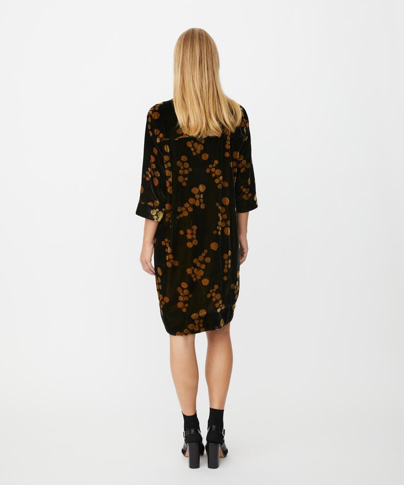 robe en velours imprimé à manches 3/4 et col en V, Rubber