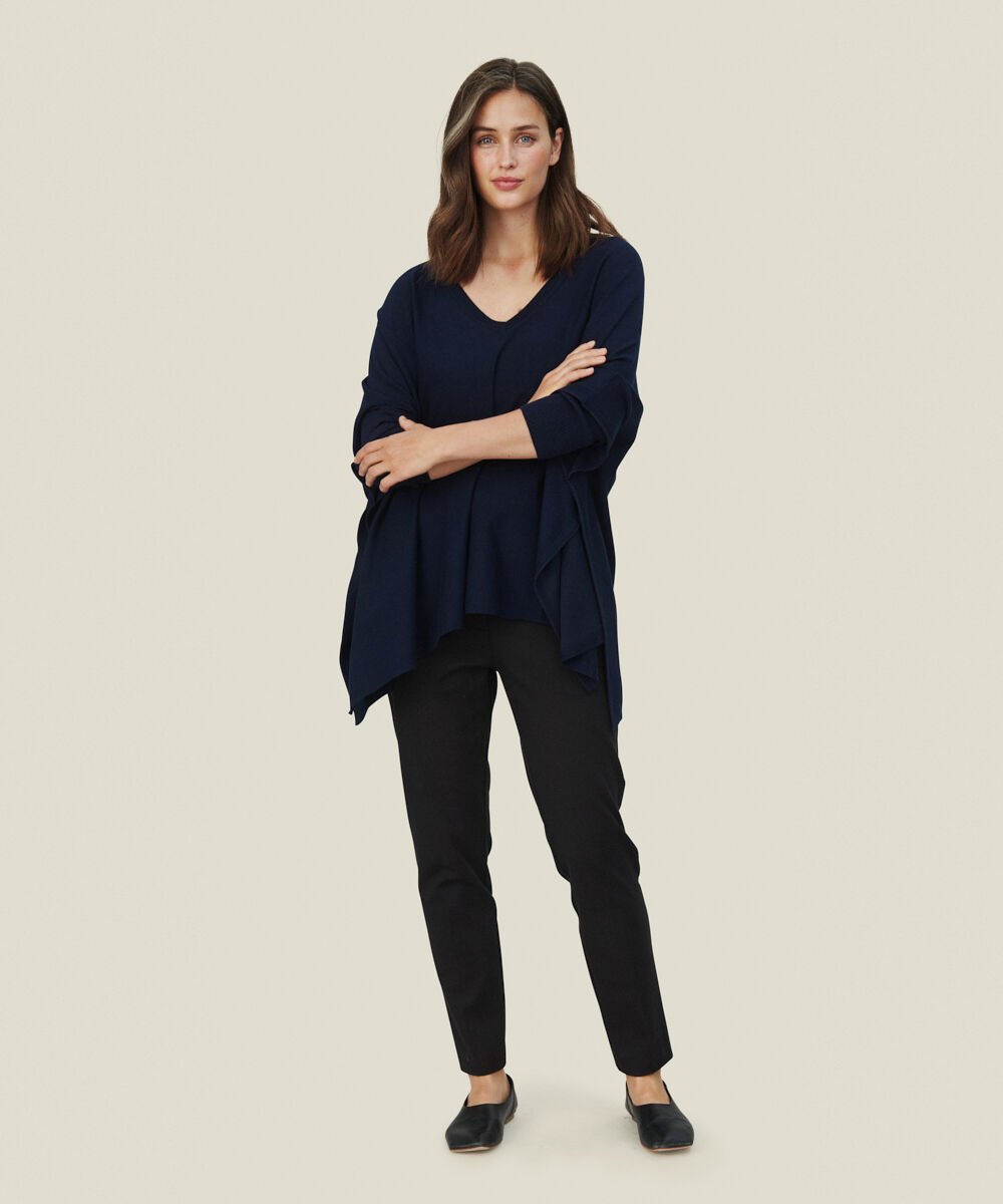 pull en maille oversize &agrave; manches &eacute;troites, Navy