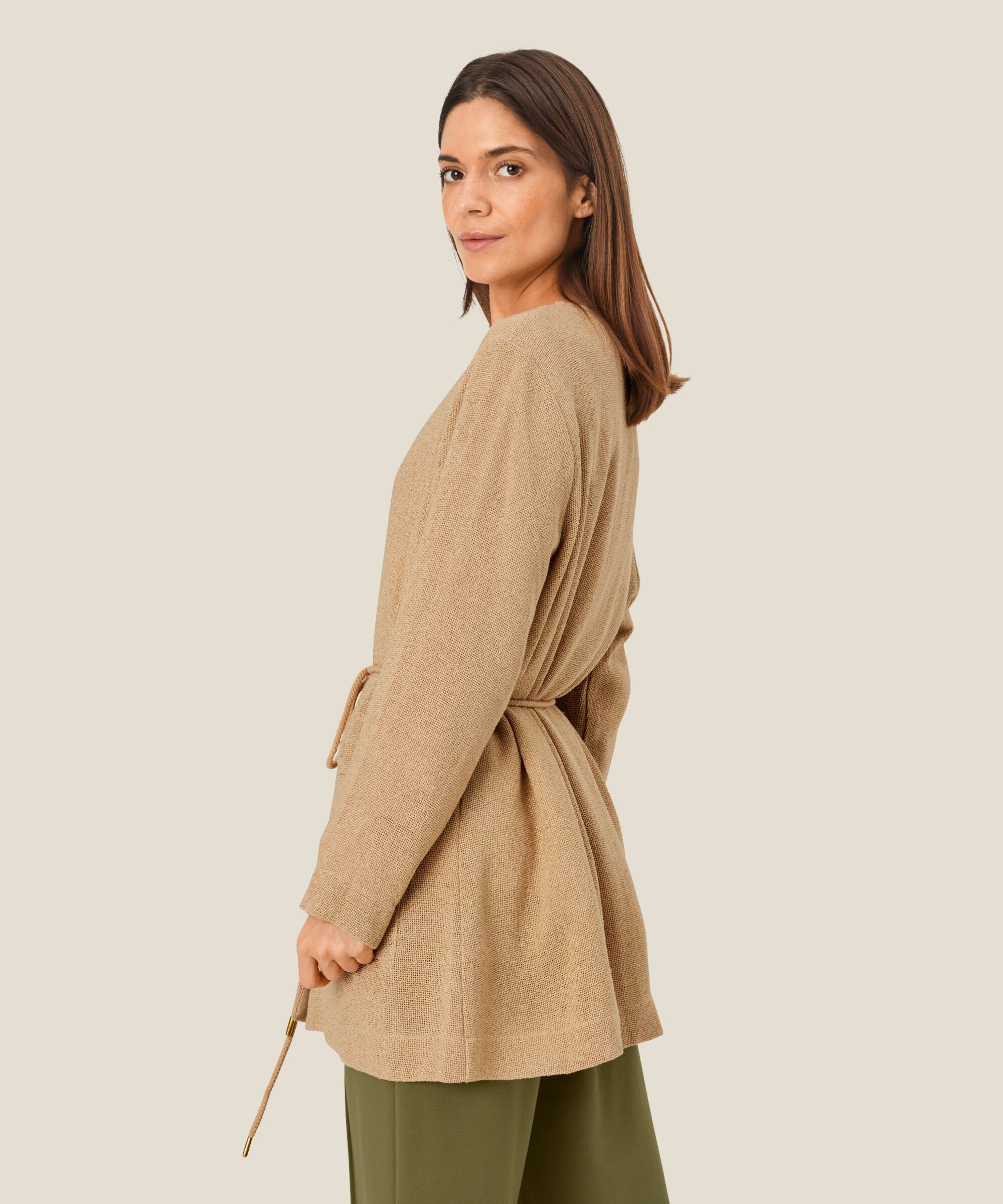 veste bouclée avec liens à la taille, Safari