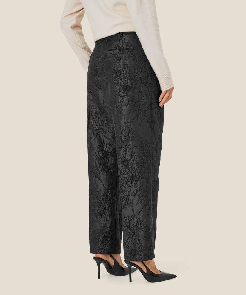 pantalon avec imprimé tissé et plis sur le devant, Black