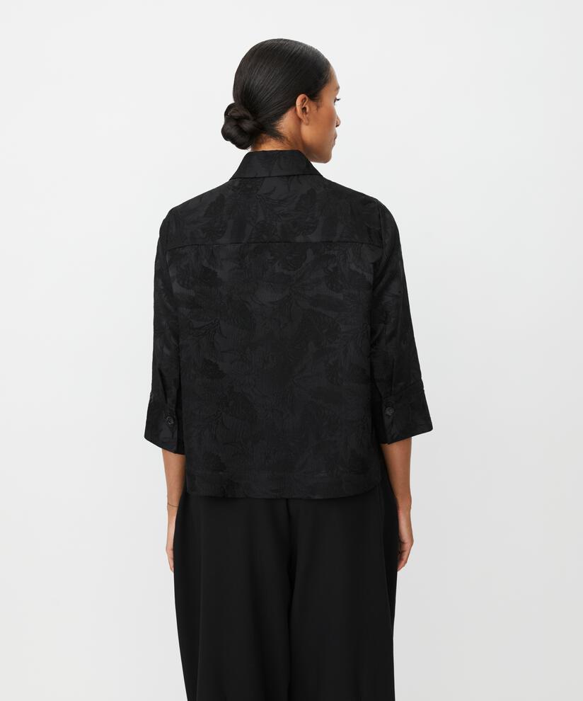 veste chemise à imprimé floral tissé, Black
