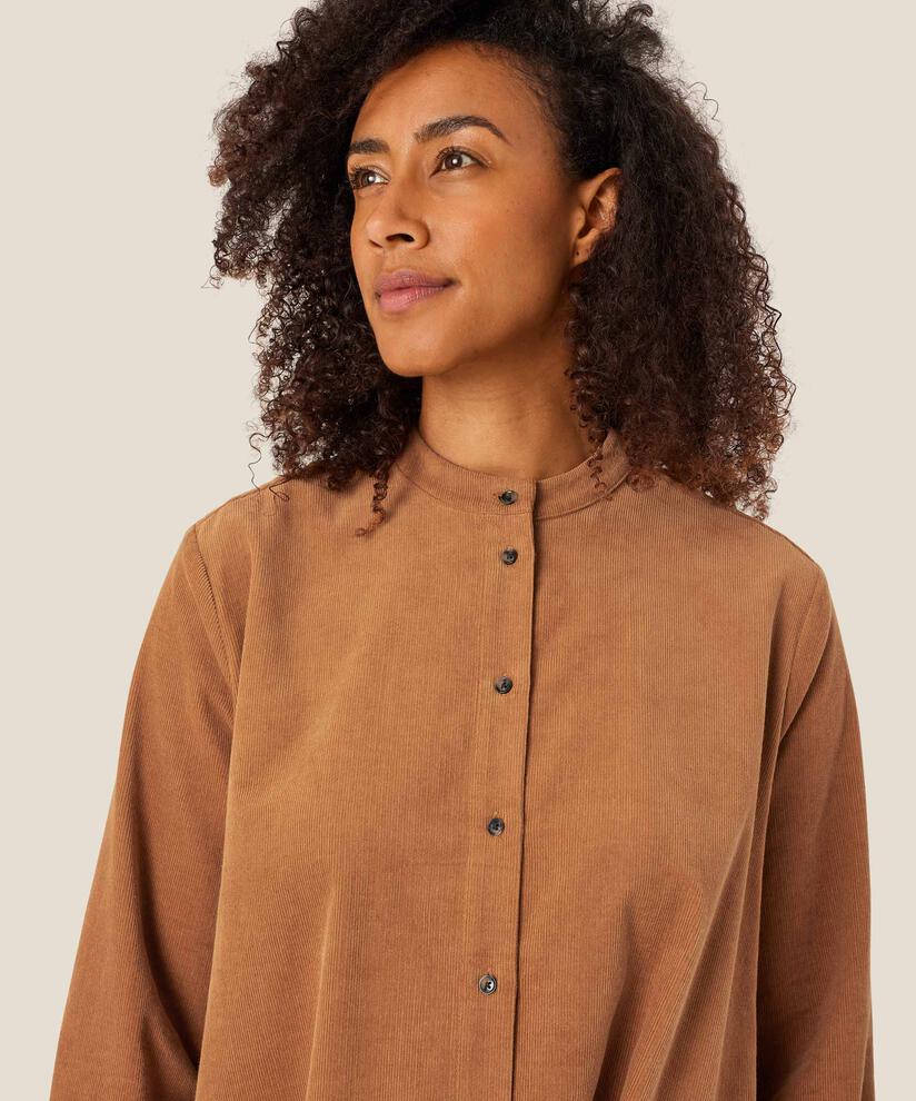 Robe chemise en velours avec poches fendues, Chipmunk