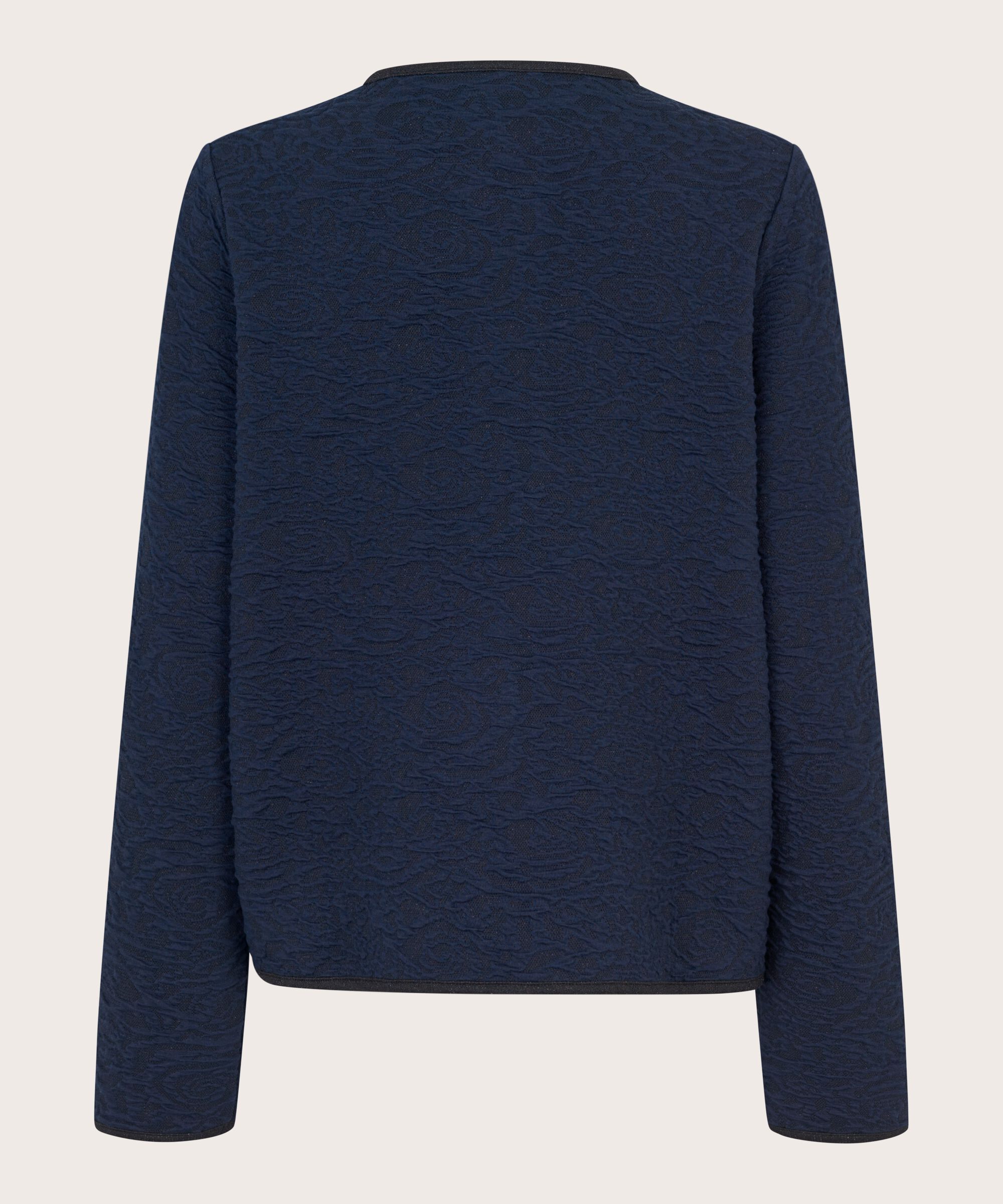 veste avec motif tissé et bordure noire, Navy