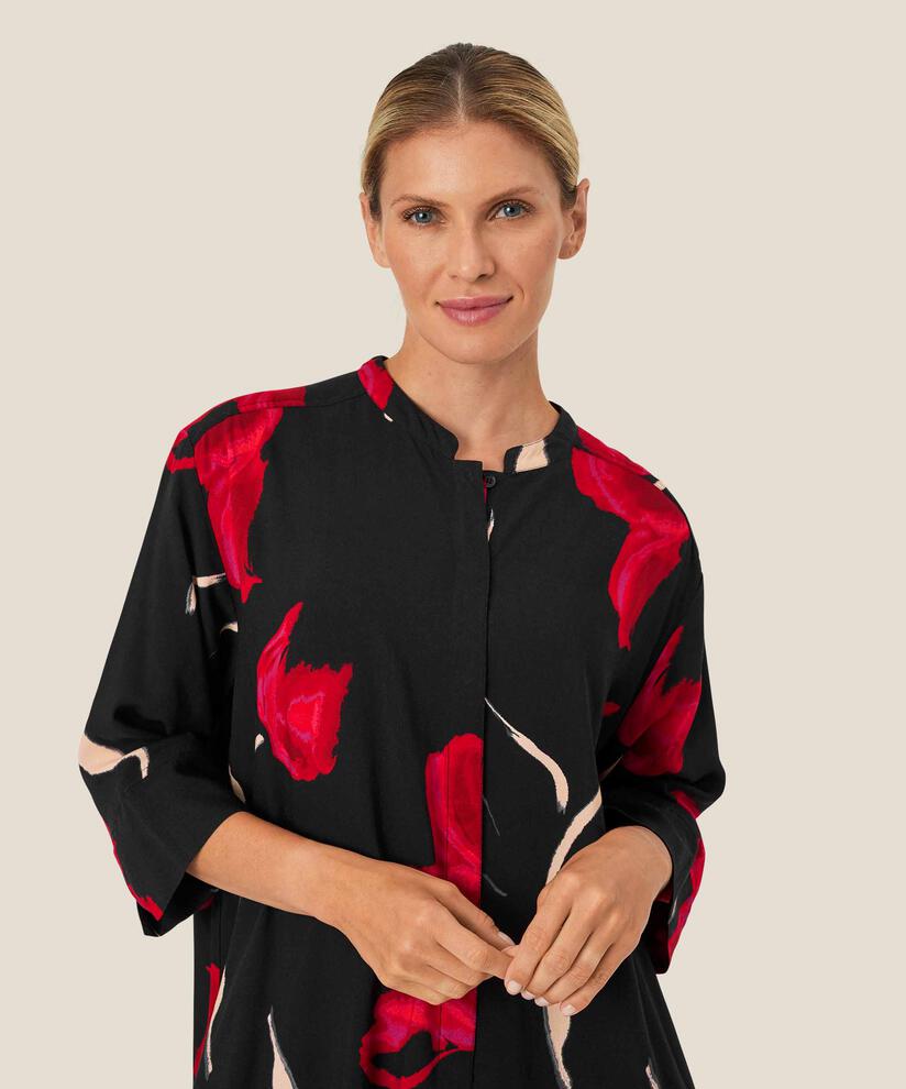 chemise en viscose imprimée avec fente latérale, Haute Red