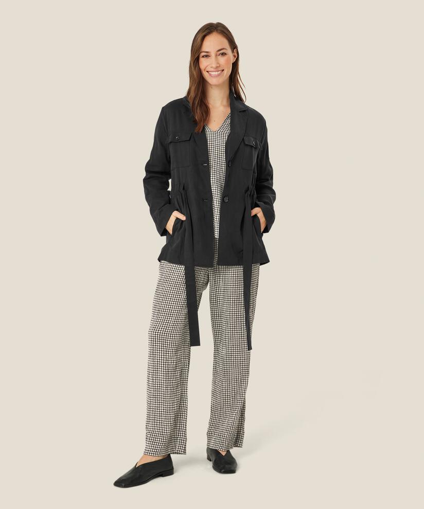 veste avec poches et liens à la taille, Black