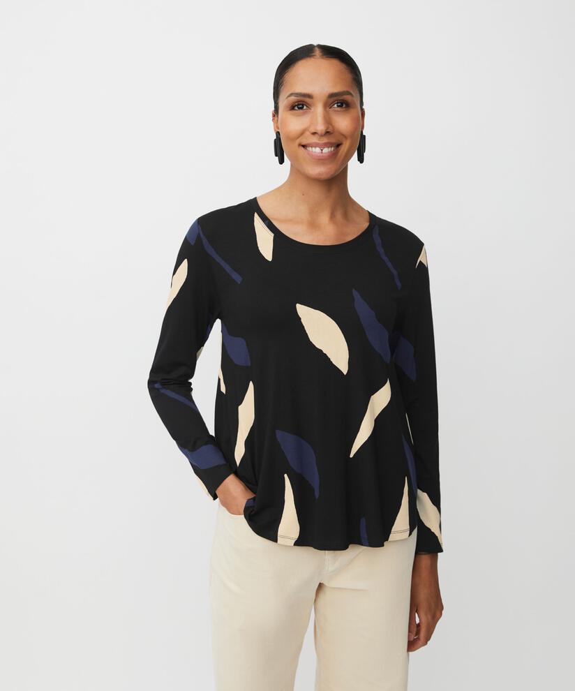 top en jersey imprimé à col rond, Navy Blazer