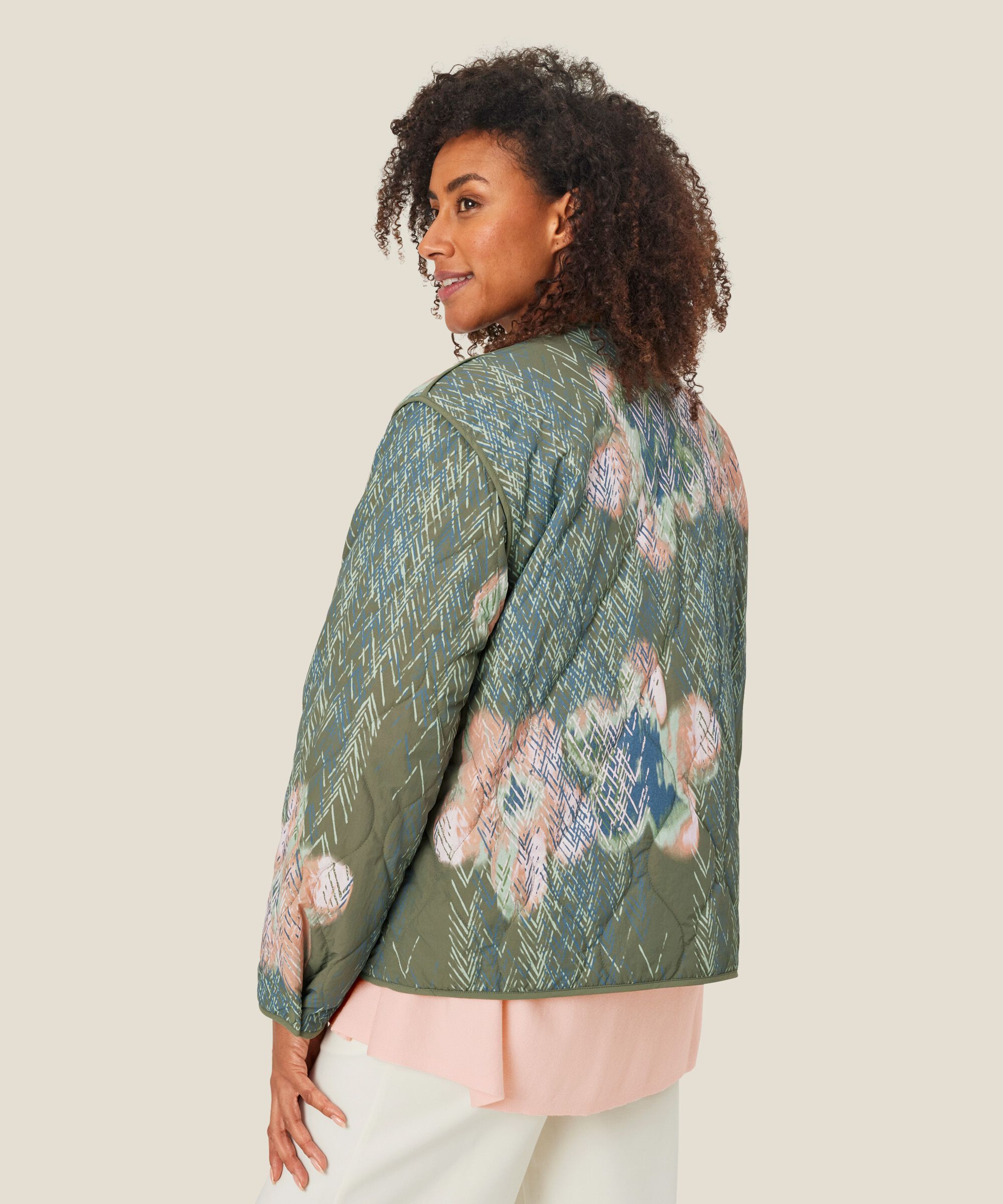 veste matelassée à motifs avec fermeture boutonnée, D. Lichen Green