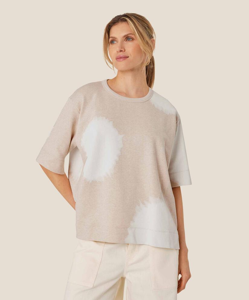 t-shirt à col rond en qualité sweat, Beige melange