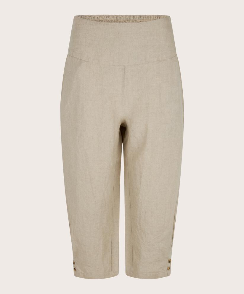 pantalon en lin avec large élastique smocké au dos, Natural