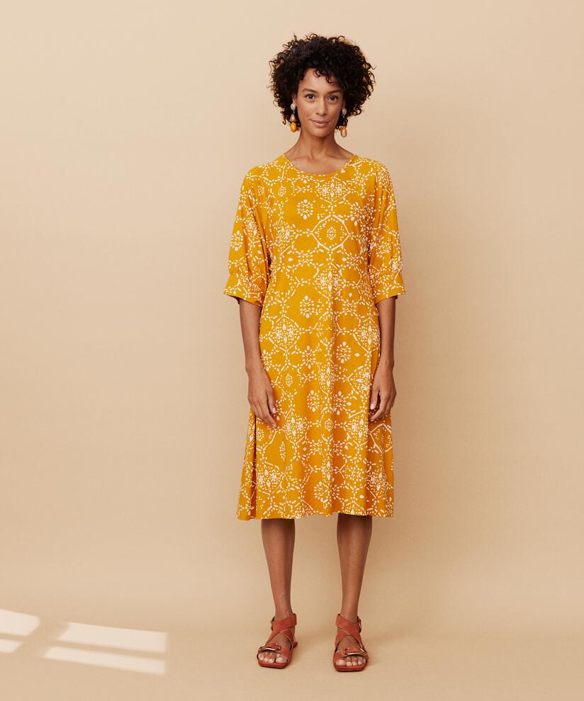 robe en jersey à motifs et col rond, Inca Gold