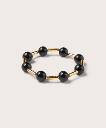 bracelet avec perles noires, Gold