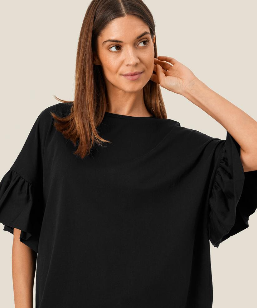 t-shirt à manches volantées, Black