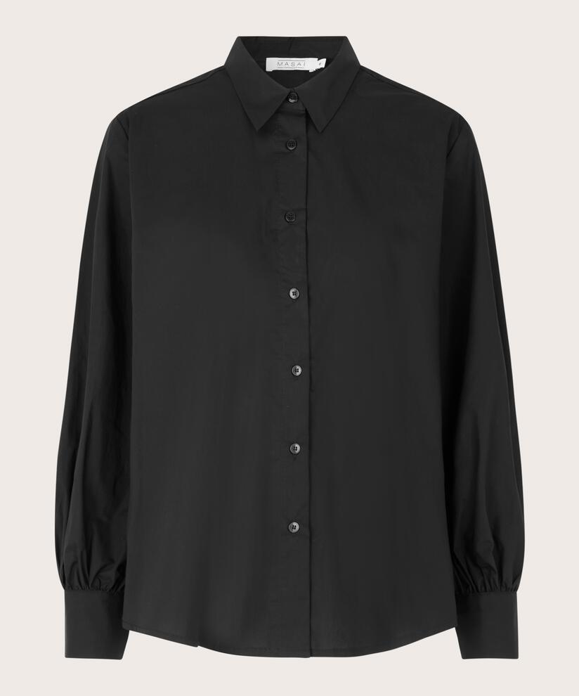 chemise boutonnée en coton, Black