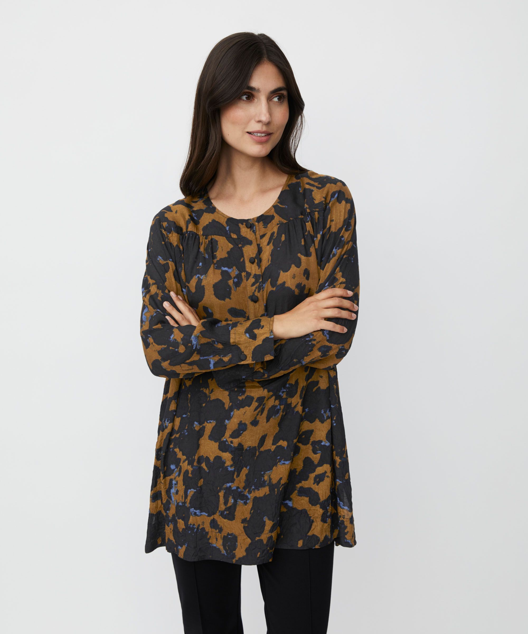 tunique en viscose à motifs avec boutons au cou, Breen