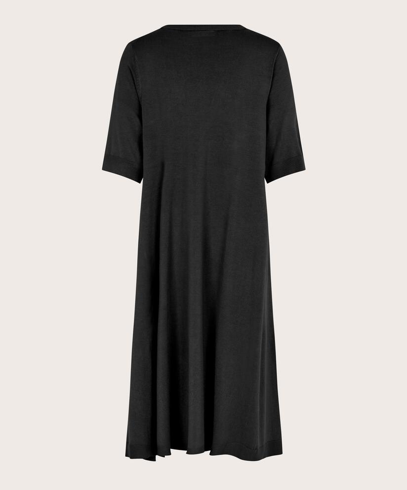 robe en maille douce à col rond, Black