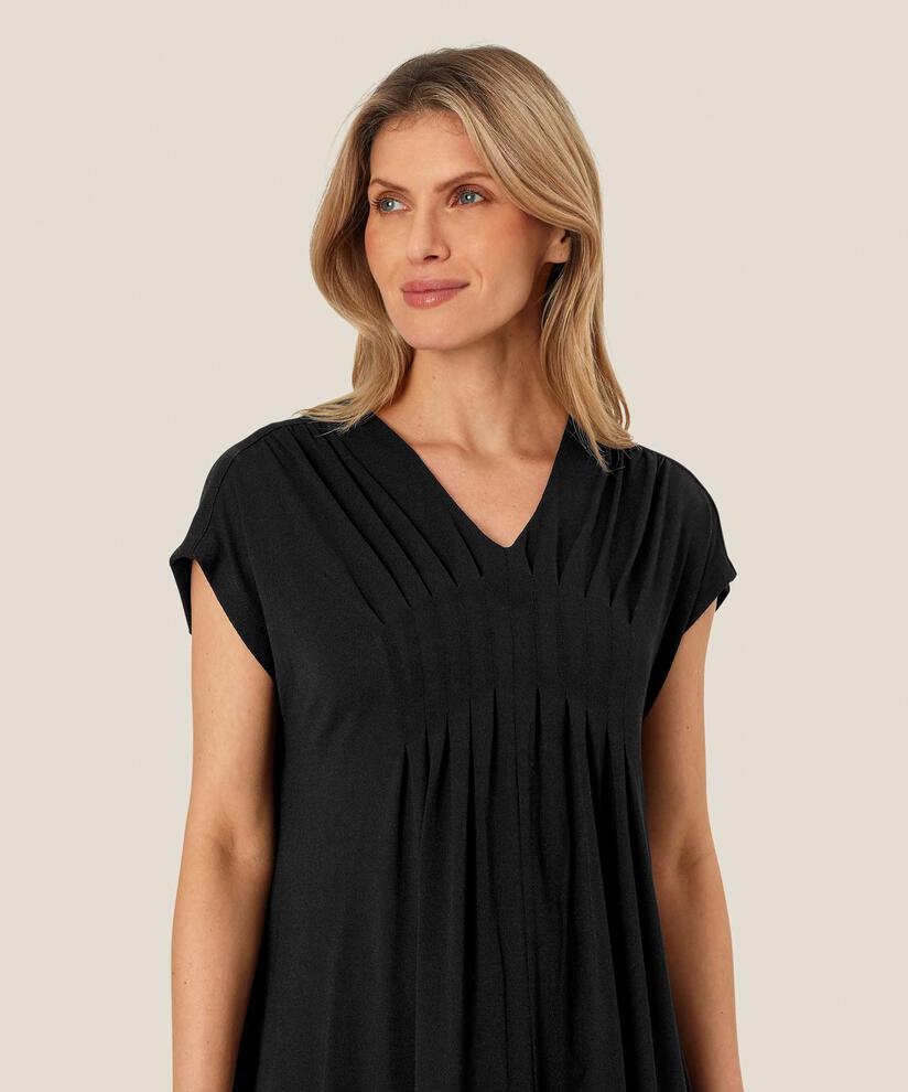 robe en jersey à manches courtes avec plis féminins, Black