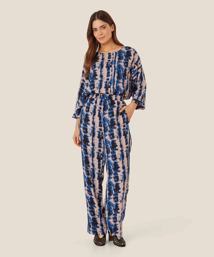 Blouse En Viscose À Manches 3/4, Navy Peony