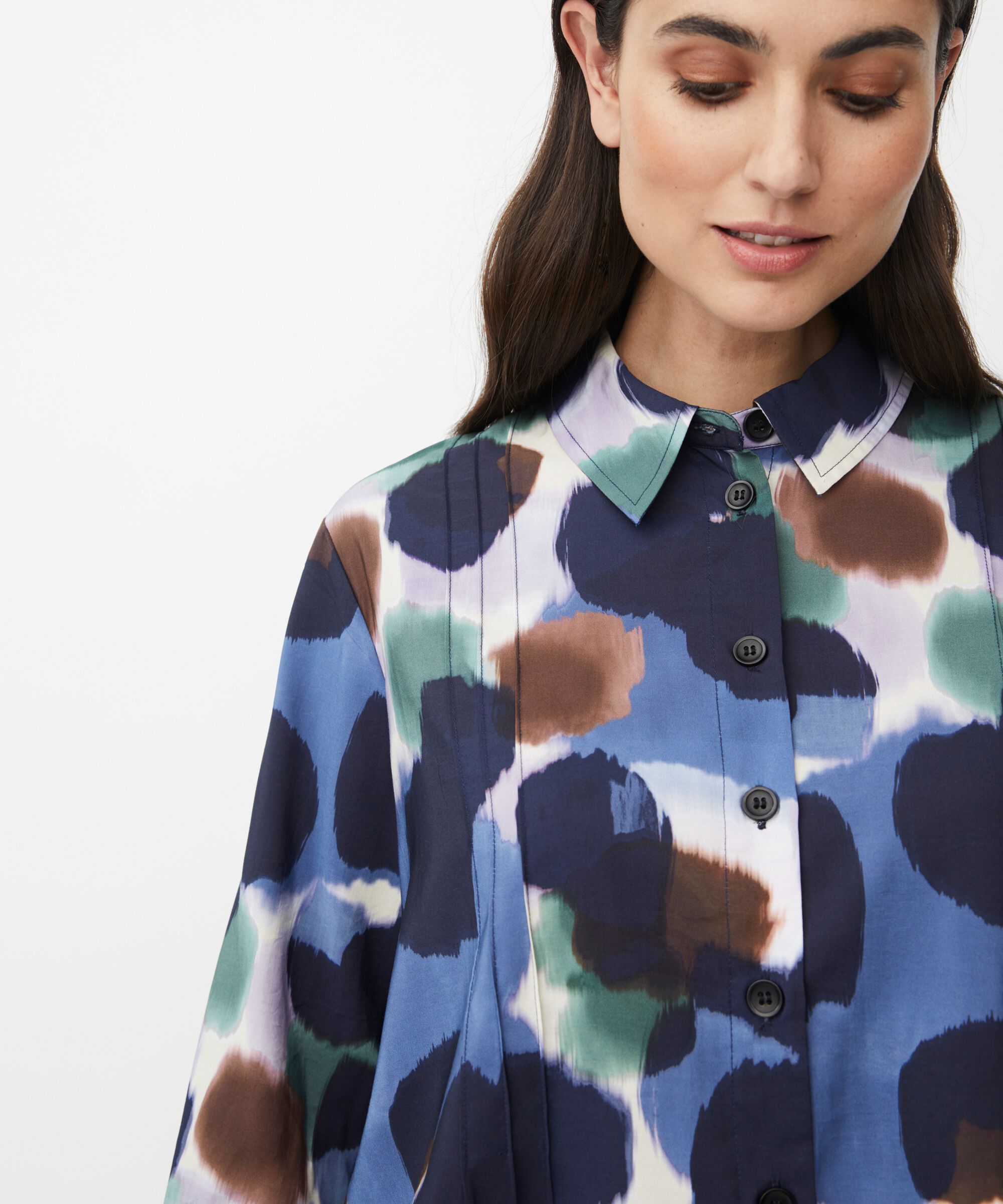 chemise à manches 3/4 et surpiqûres décoratives, Navy Blazer