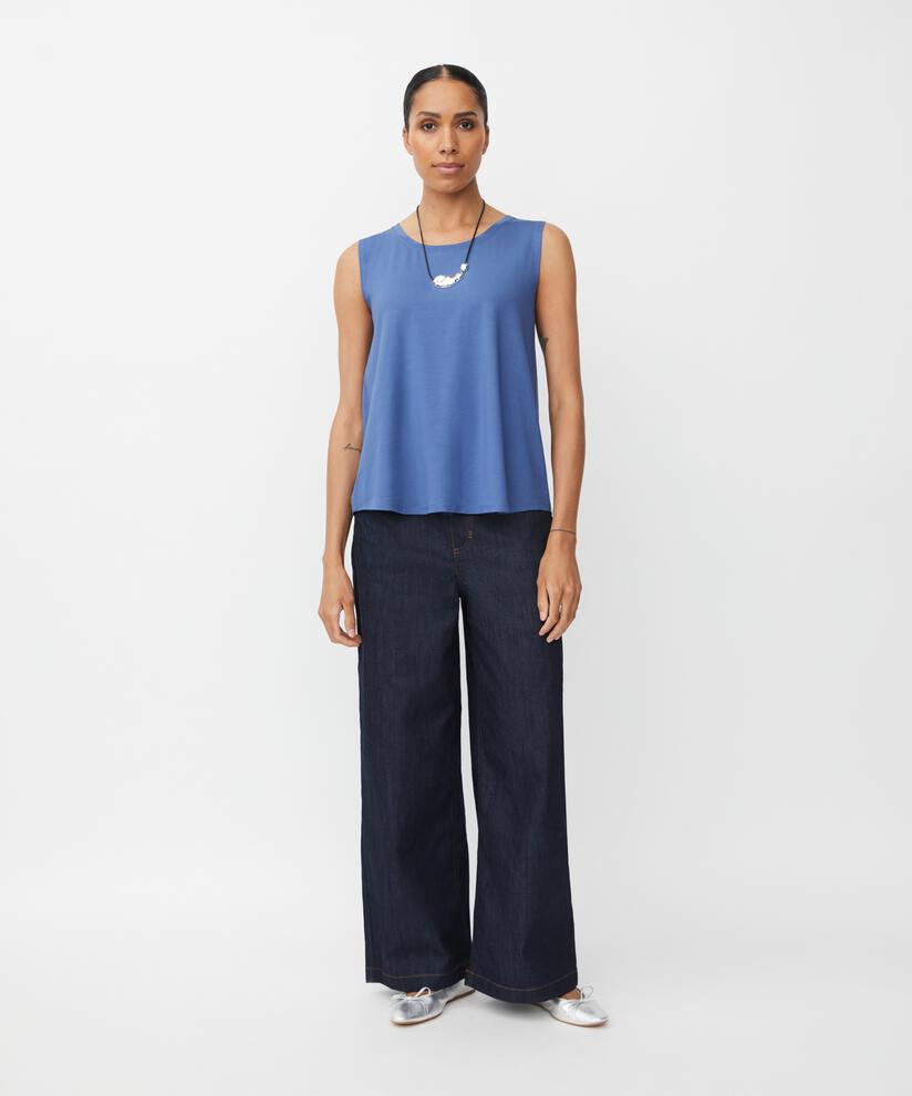 Top En Jersey Sans Manches À Col Rond, Bijou Blue