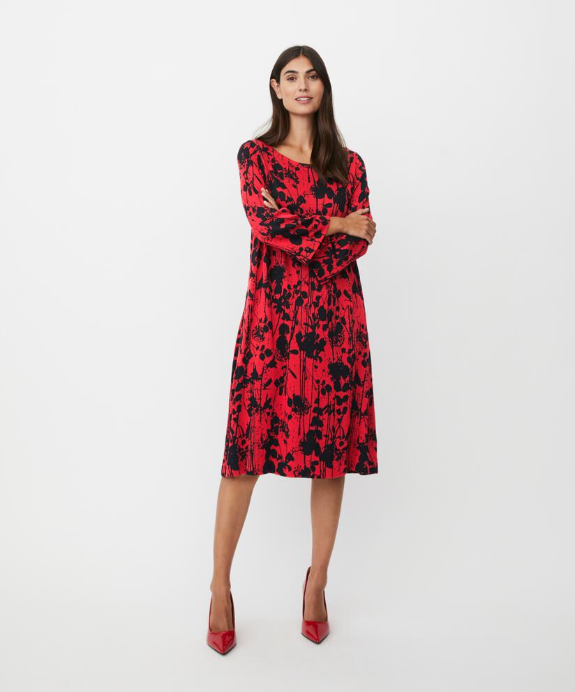 robe en jersey fleuri à manches 3/4, Scarlet Sage