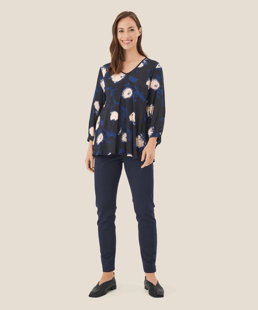 pantalon près du corps en coton stretch et taille élastique, Navy