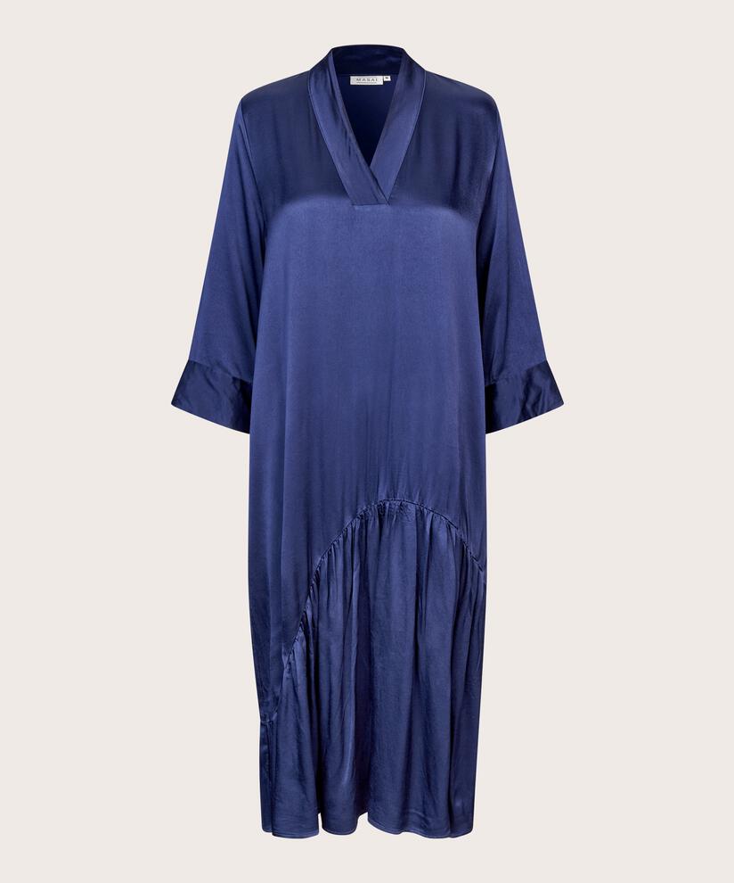 robe en satin de viscose avec col en V, Medieval blue