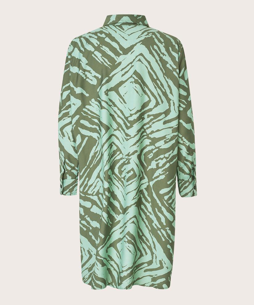 robe chemise imprimée avec poches fendues, D. Lichen Green