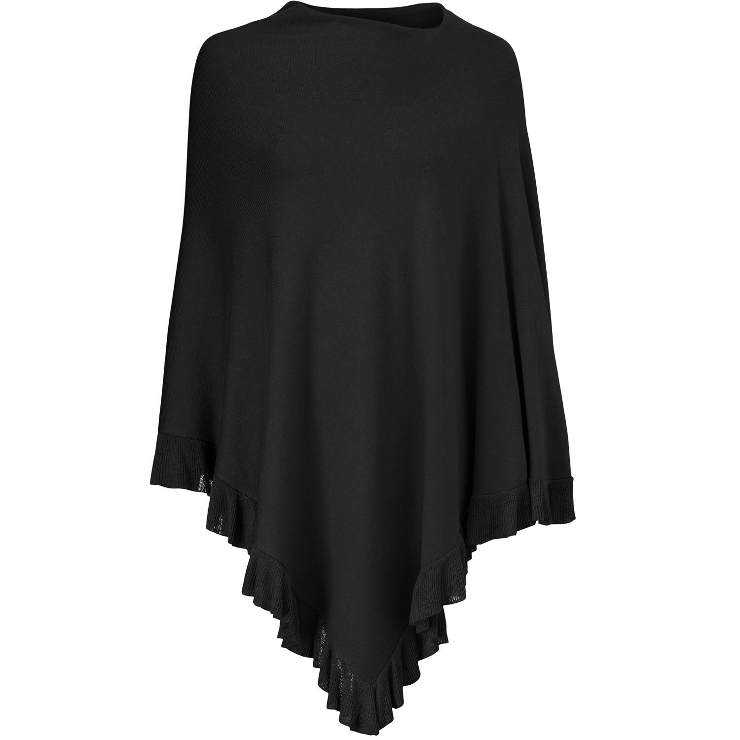 poncho en maille &agrave; coupe asym&eacute;trique, Black